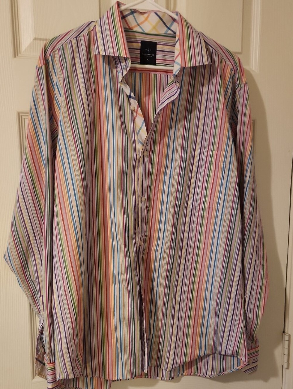 Tailorbyrd Rainbow Striped Cotton Button-Up Men's Shirt Sz XL